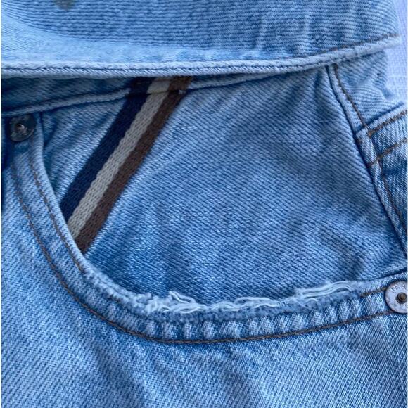 New Jean Atelier Cut Off Medium Wash Denim Mini Flip Skirt in Sky Color Size 24 - Picture 10 of 15